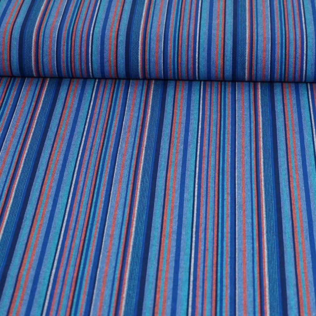 Preview: Dekostoff Jacquard Webstreifen Webmuster Blautöne